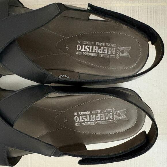 Mephisto Women's Slingback Crisscross Black Leather Sandals Women’s Sz 40 (US 9) - Picture 5 of 11